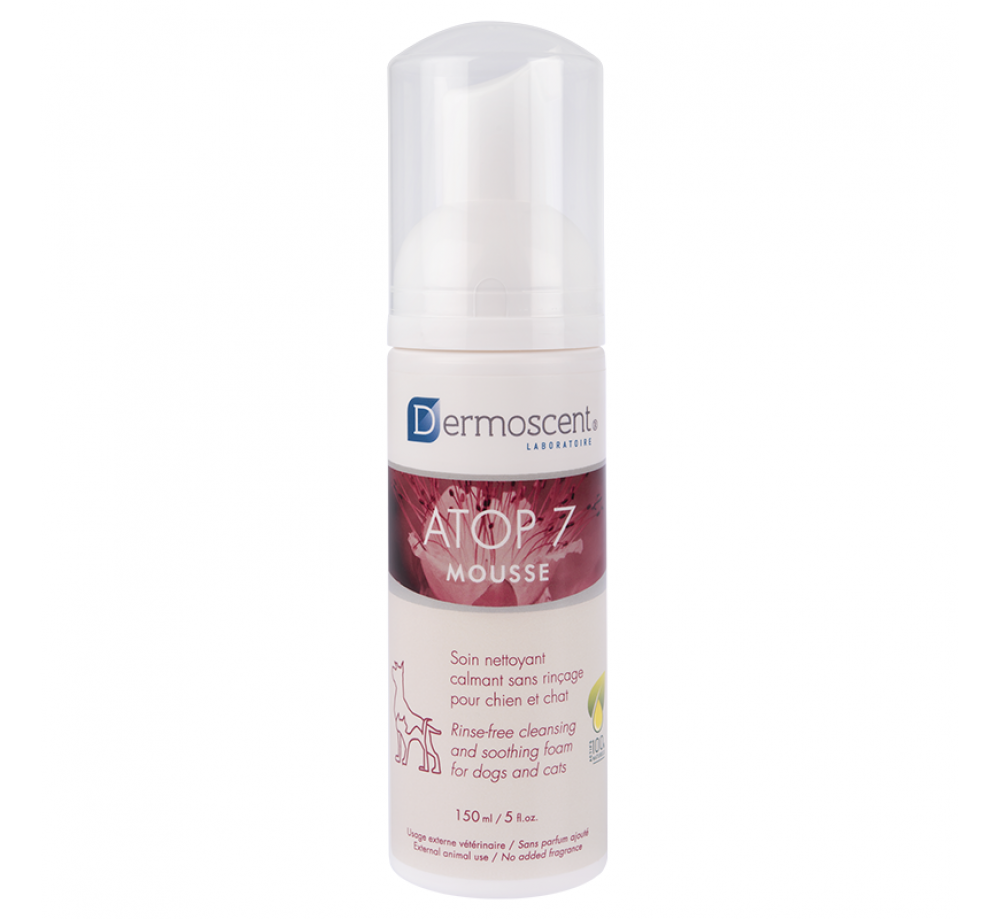 Dermoscent ATOP 7 Mousse – успокояваща сърбежа пяна за почистване, без вода zа кучета и котки с атопична или склонна към алергии кожа - 150 мл.