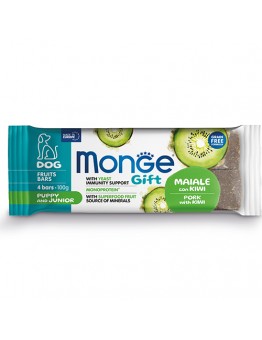Monge Gift Fruit Bars Puppy & Junior – Неустоимо лакомство за подрастващи кученца до 1 година - монопротеинови барчета без зърнени култури със свинско месо и киви - 100 гр.