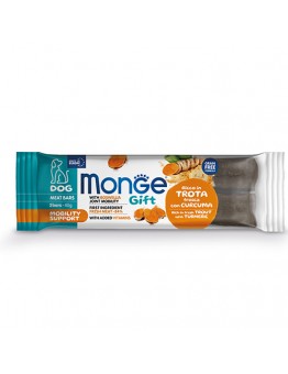 Monge Gift Meat Bars Mobility Support – Неустоимо лакомство за кучета над 1 година - монопротеинови барчета без зърнени култури за грижа за ставите с пъстърва, босвелия и куркума – 40 гр.