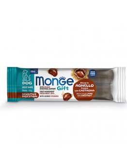Monge Gift Meat Bars SENSITIVE DIGESTION DOG – Неустоимо лакомство за кучета над 1 година с чувствителна храносмилателна система агнешко месо, кестени и инулин   – 40 гр.