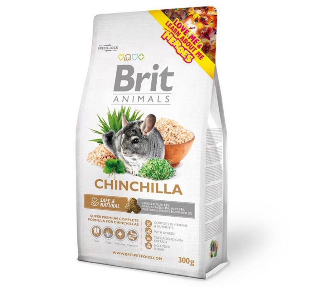 Brit Animals CHINCHILA Complete - Супер премиум клас цялостна храна за чинчили с допълнително добавен витамини, юка шидигера и ленено семе - 1.5 кг.