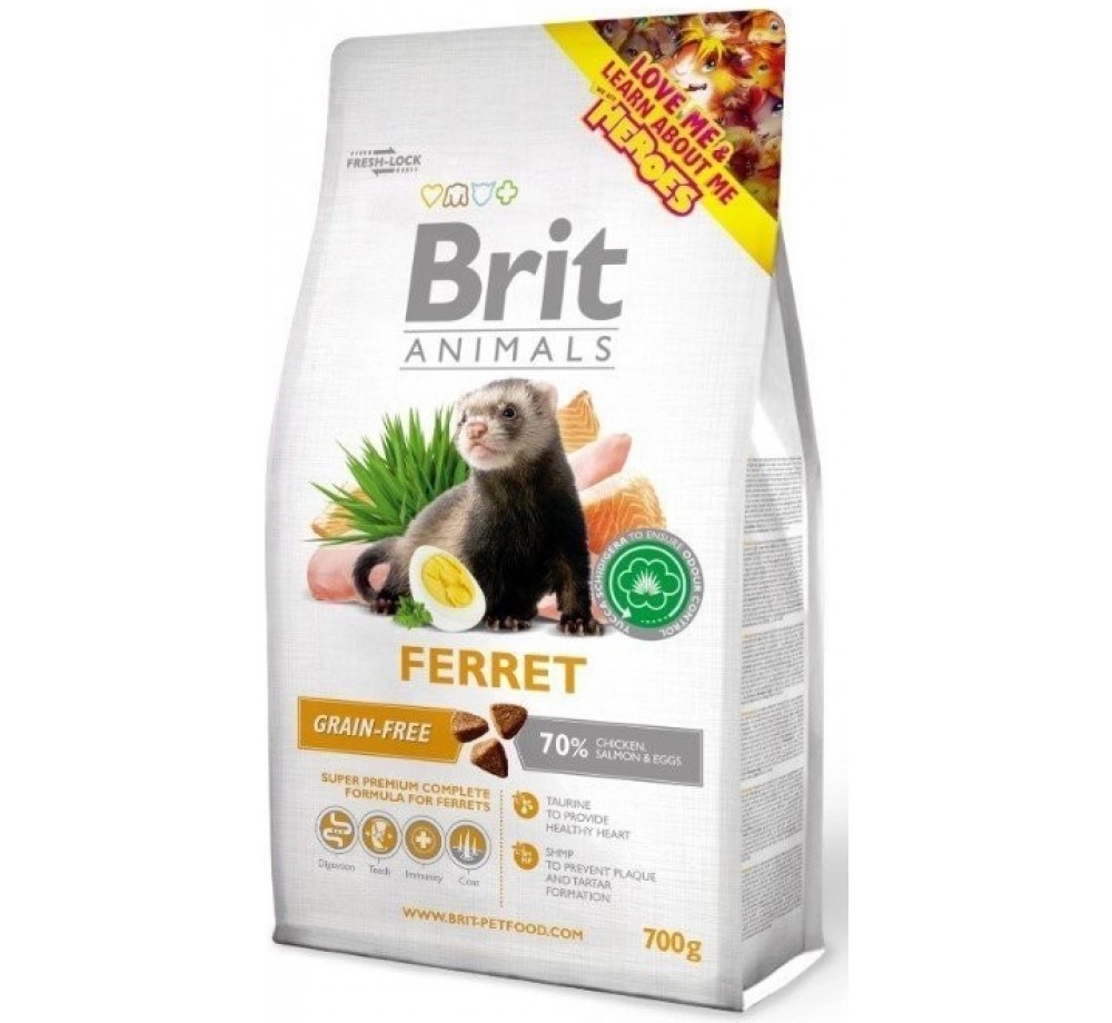 Brit Animals FERRET Complete  - Супер премиум клас цялостна храна за порчета с пилешко месо, сьомга и яйца - 0.700 кг.
