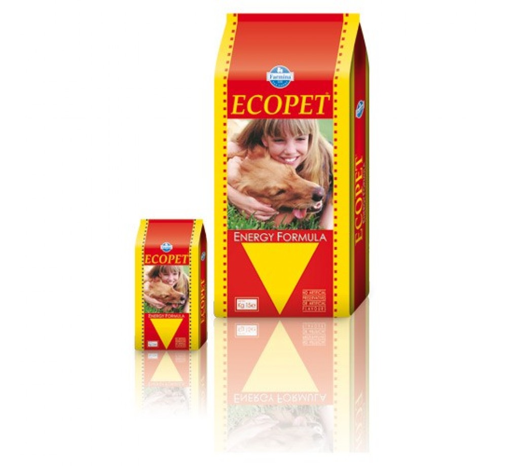 Ecopet  Energy  25/12 - гранулирана суха пълноценна храна за кучета с повишена физическа активност - 15 кг.