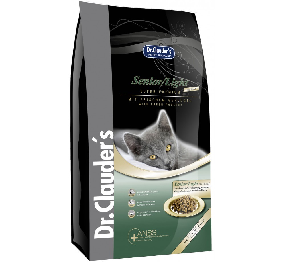 Dr. Clauder's - Super Premium Cat Senior/Light Sterilized – Супер премиум суха, гранулирана храна за възрастни, кастрирани или котки с наднормено тегло над 1 година - 0.400 кг.