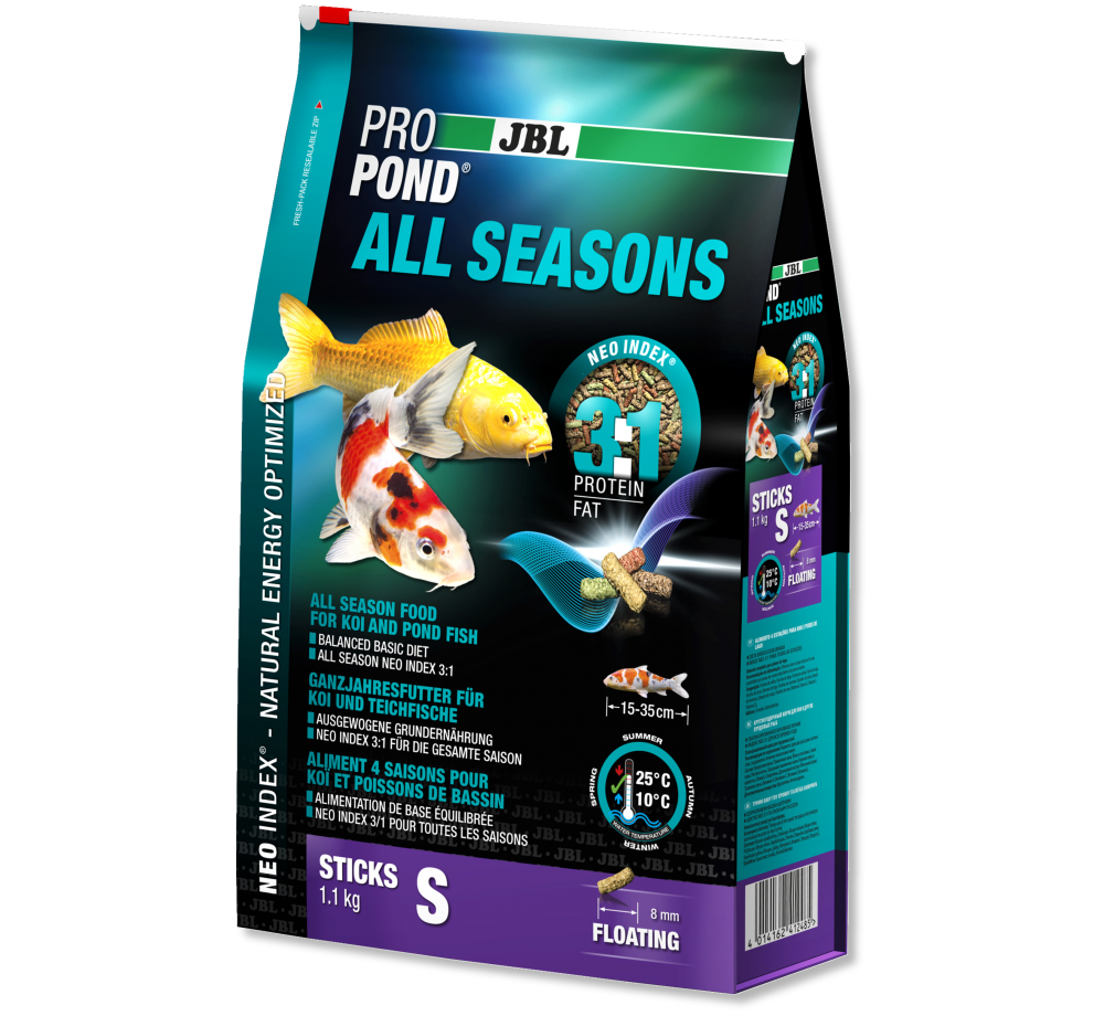 JBL PROPOND ALL SEASONS PEARL S - високо качествена и отлично балансирана, всесезонна храна за кои и езерни риби до 15 см. - 32 л. - 5.8 кг. JBL PROPOND ALL SEASONS PEARL S - високо качествена и отлично балансирана, всесезонна храна за кои и езерни риби до 15 см. - 32 л. - 5.8 кг.