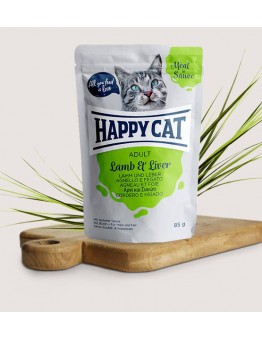 Happy Cat Meat in Sauce Adult Lamb & Liver - неустоим пауч за израстнали котки с агнешко и черен дроб - 85 гр.