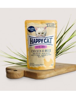 Happy Cat All Meat Junior Chicken & Duck - неустоим пауч за подрастващи котки с пилешко месо и патица - 85 гр.