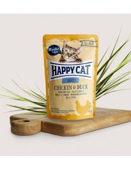 Happy Cat All Meat Adult Chicken & Duck - неустоим пауч за израстнали котки с пиле и патица - 85 гр.