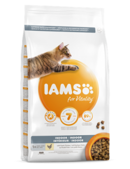 Iams Adult Indoor - Неустоима, пълноценна храна за котки над 1 година живеещи в затворени помещения с пилешко и пуешко месо - 0.8 кг.