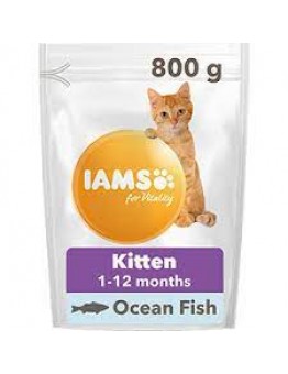 Iams Kitten with Ocean Fish - Неустоима, пълноценна храна за подрастващи котки до 12 месец с океанска риба - 0.8 кг.
