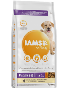 IAMS for Vitality Large Breed Puppy with Fresh Chicken- Суха храна за кучета от едрите породи над 1 година - с пилешко месо - 12 кг.