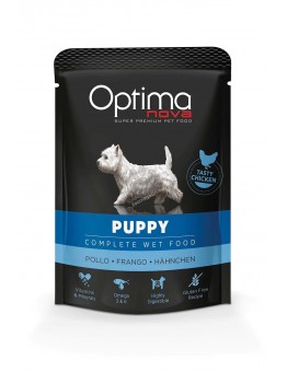 Visan Optima Nova Puppy Chicken - Неустоим, високо качествен пауч за подрастващи кученца до 1 година с пилешко месо - 300 гр.