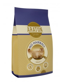 Araton Adult No Hairball with Chicken - пълноценна балансирана суха храна за котки над 1 година за отделяне на космените топки с пилешко месо - 15 кг.