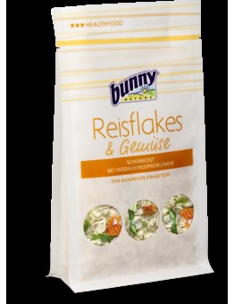 Bunny Rice flakes and vegetables - Подсилваща хранителна добавка с оризови ядки и зеленчуци - допълваща храна за декоративни зайчета и други гризачи - 80 гр.