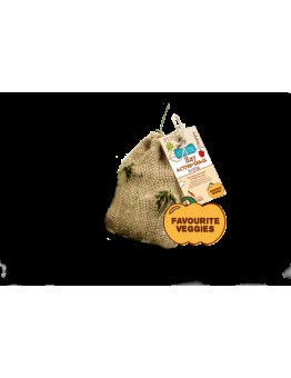 Bunny Heu Active-Snack - Интерактивен снакс от сено + добавки „Любими зеленчуци” - Допълваща храна за декоративни зайчета и други гризачи - 30 гр.