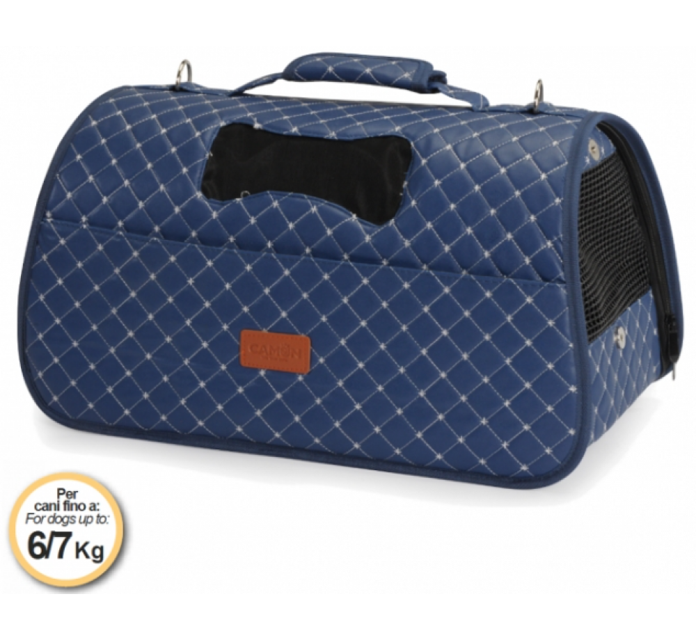 Camon - Rombo BLUE - Ватирана транспортна чанта за домашни любимци - 42x25x25 см. - синя