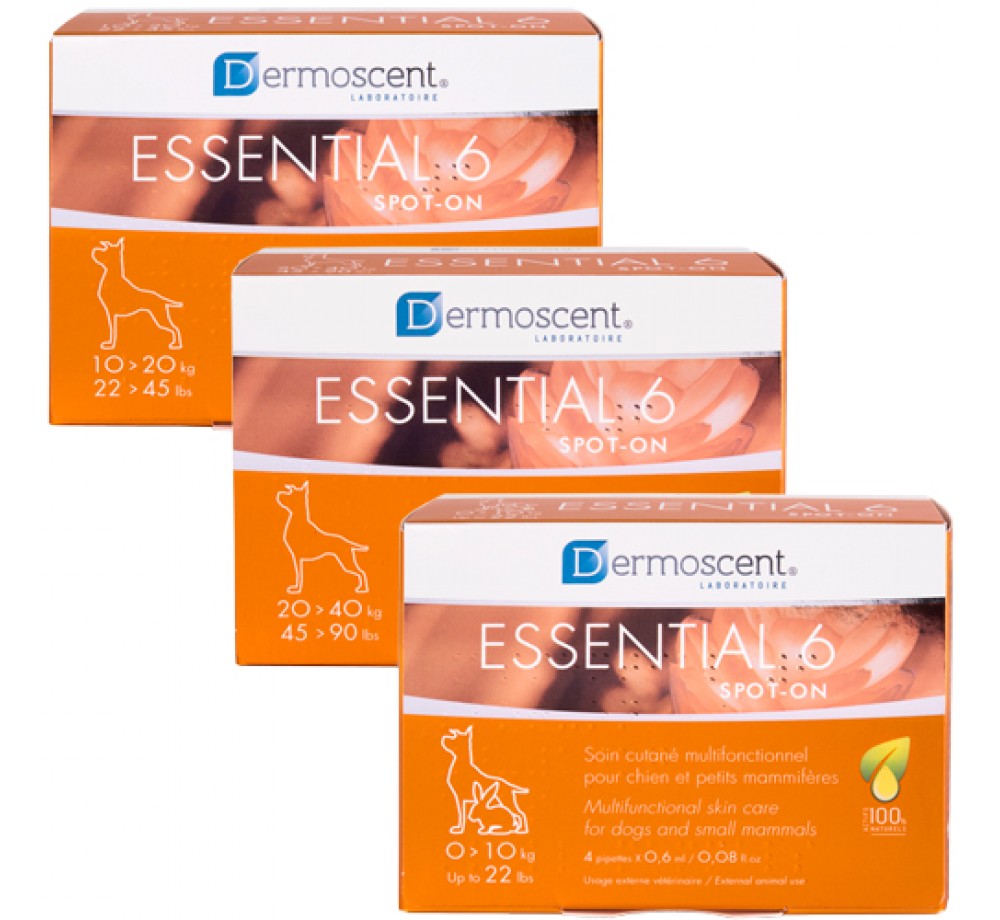Dermoscent Essential 6 Spot On - безценен помощник в грижата за кожата и козината на Вашия питомец, за кучета с телесно тегло от 1 до 10 кг., 4 броя пипети по 0.6 мл.