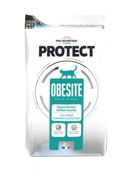 Flatazor Pro-Nutrition Protect Obesite - Пълноценна, диетична, протеинна (69%), храна за котки с наднормено тегло  над 1 година с патица, пиле, свинско и пуйка - 2 кг.
