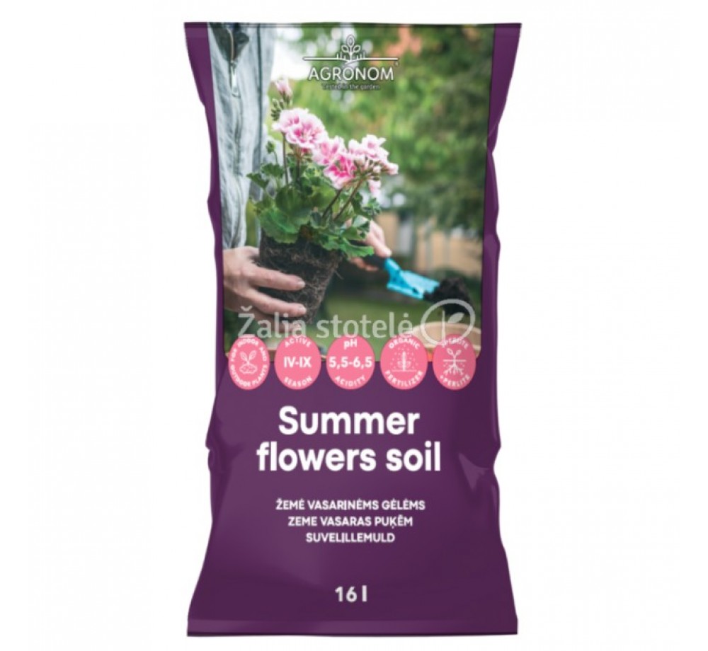 Agronom summer flowers soil - Универсална органична почва за летни цветя - 16 л.