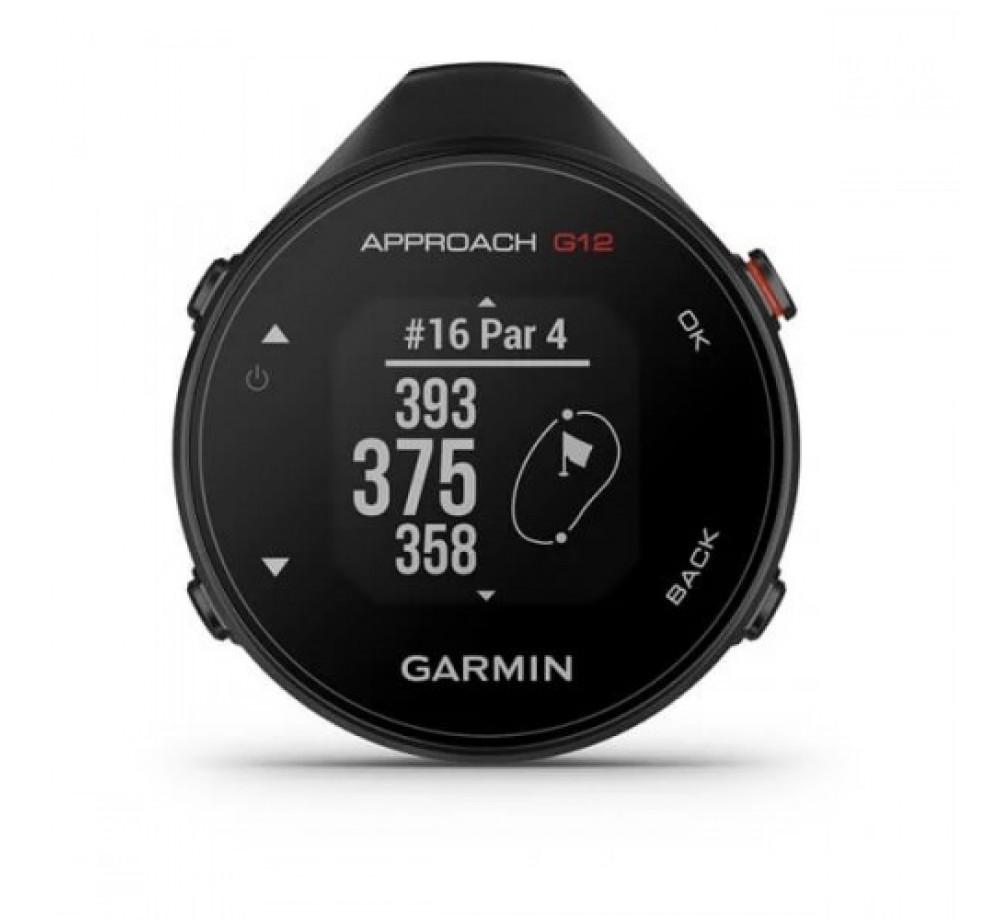 GARMIN APPROACH® G12 - Прикрепете този тънък GPS голф далекомер към джоба или чантата си за голф - Модел: 010-02555-01 - Черен