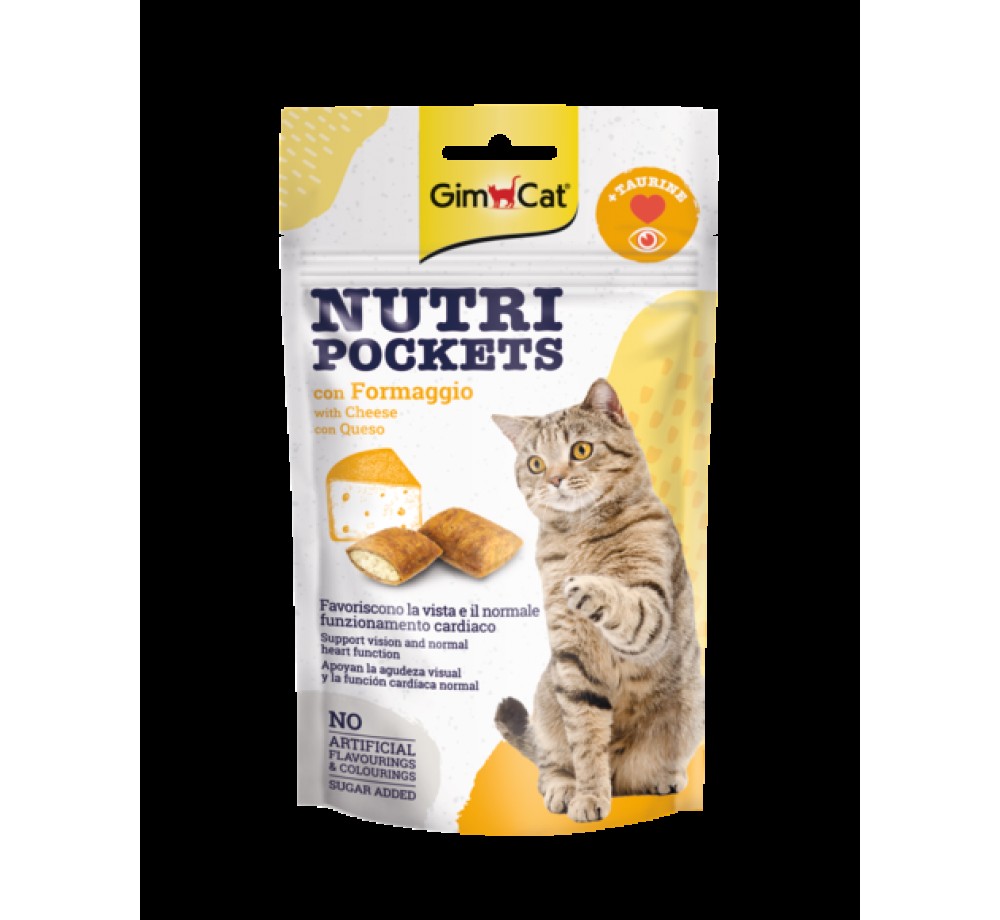 GimCat Nutri Pockets - Лакомство за котки хрупкави джобчета със сирене + таурин - 60 гр.