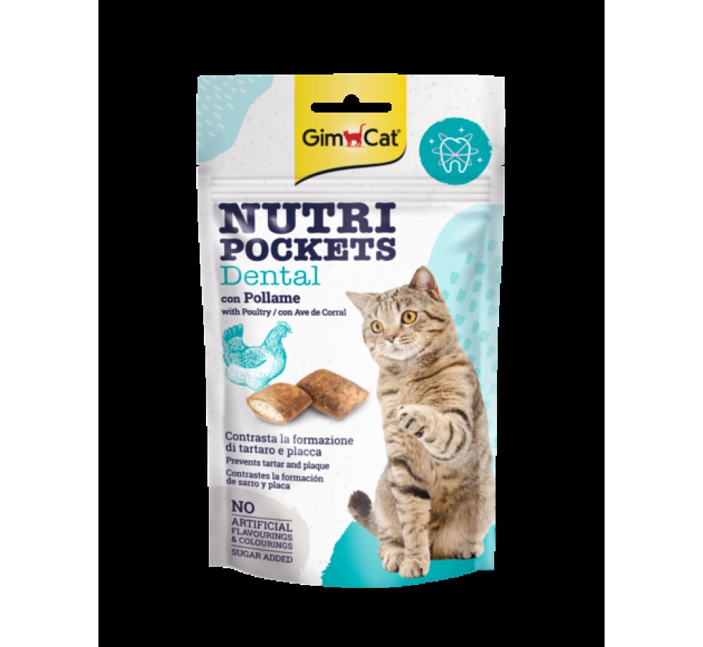 GimCat Nutri Pockets Dental - Лакомство за котки хрупкави джобчета с птиче месо - 60 гр.