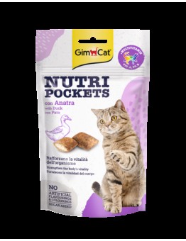 GimCat Nutri Pockets - Лакомство за котки хрупкави джобчета с патица + витамини - 60 гр.
