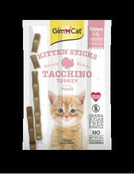 GimCat Sticks - Лакомства за котки - Саламена пръчица за малки котенца с месо от пуйка и калций - 3 бр. - 15 гр.