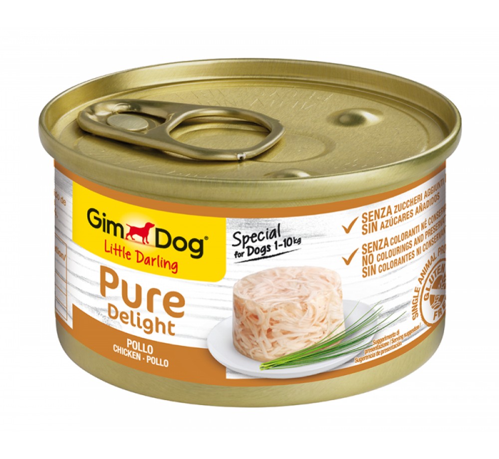 GimDog Little Darling PureDelight Chicken - високо качествена и неустоима консерва с пилешко месо за кучета от 1 до 10 кг. - 85 гр.