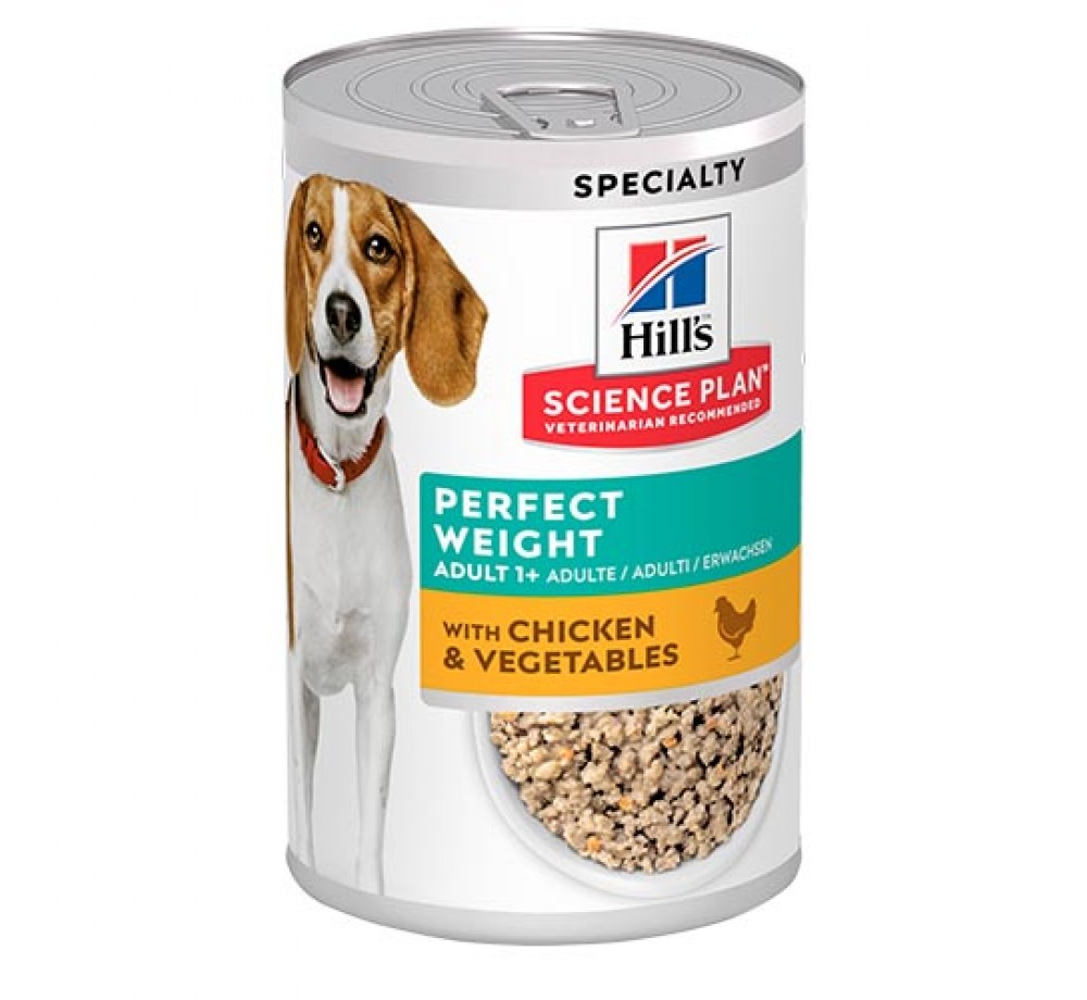 Hill's - Science Plan Perfect Weight Chicken & Vegetables - За кучета от всички породи над 1 година, с наднормено тегло или склонни към напълняване - (с пилешко и зеленчуци) - 370 гр.