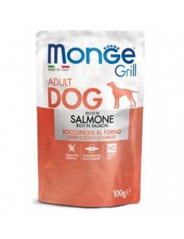 Monge Grill Chunkies with Salmon - Пауч за кучета над 1 година от всички породи - хапки на грил от сьомга - 100 гр.