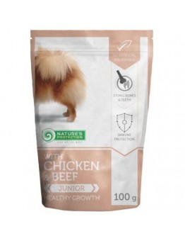 Nature's Protection DOG JUNIOR With Chicken & Beef - Healthy Growth - Високо качествен и неустоим пауч за подрастващи кучета до една година с пилешко и говеждо месо - 100 гр.