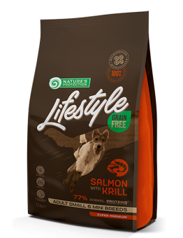 Nature's Protection LifeStyle Grain Free Dog - Adult Small and Mini - Salmon with Krill - Супер премиум, високо качествена храна без зърно за  кучета над 12 месеца от мини породите със сьомга и крил - 10 кг.
