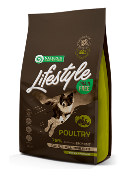 Nature's Protection LifeStyle Grain Free Dog - Adult All breeds - Poultry - Супер премиум, високо качествена храна без зърно за  кучета над 12 месеца отвсички породи с птиче месо - 1.5 кг.