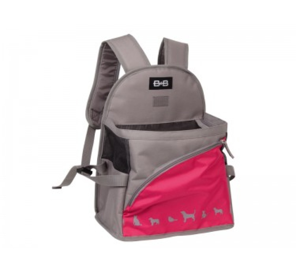 Nobby - Fronttasche KAIMAN - Транспортна раница за домашни любимци - 29x19x25/37 см. - сиво/розова