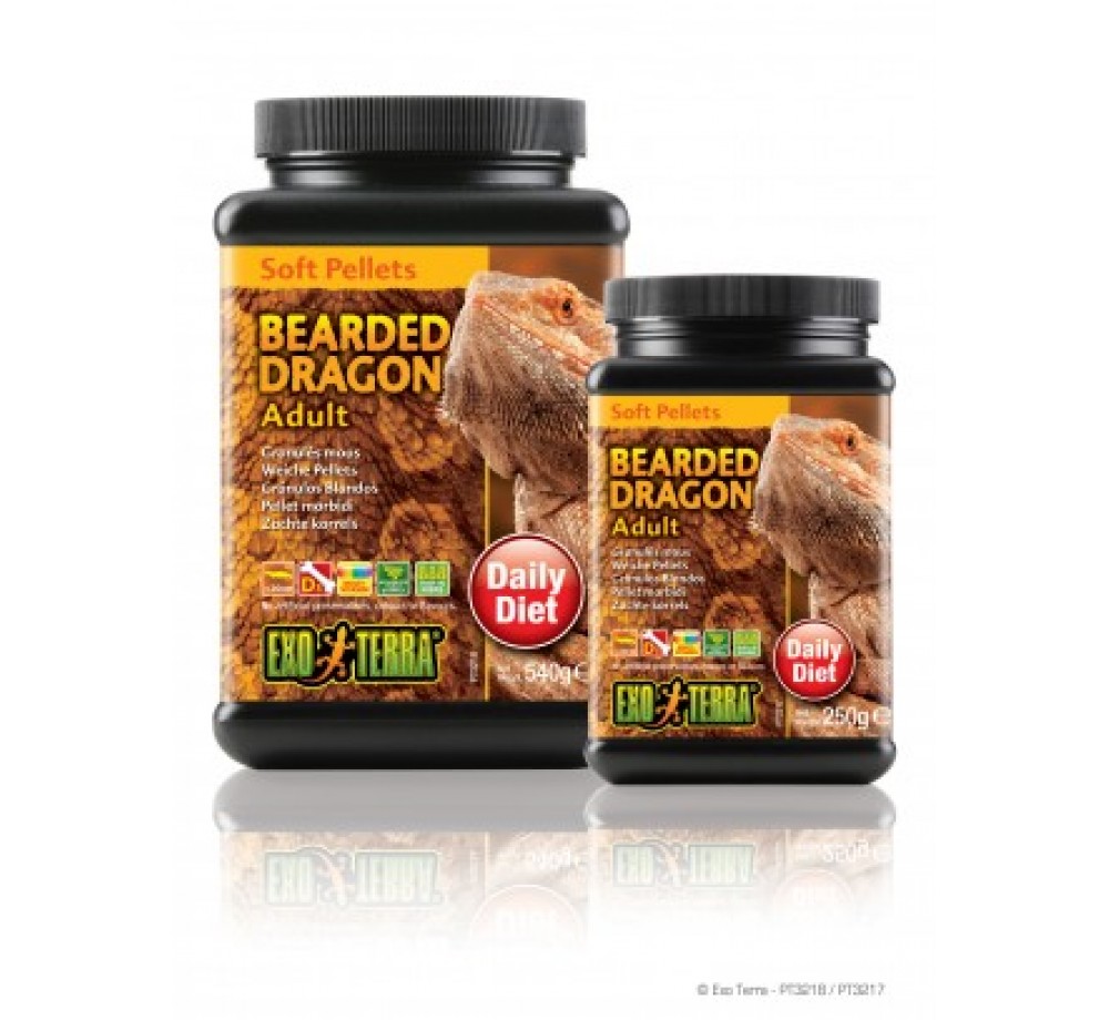 Exo Terra -Soft Pellets Adult Bearded Dragon Food - Пълноценна и балансирана храна за възрастни брадати агами - 540 гр.