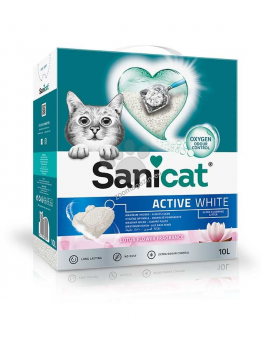 Sanicat Active White Lotus - котешка тоалетна от висококачествен бял бентонит / аромат на цветя / - 10 литра