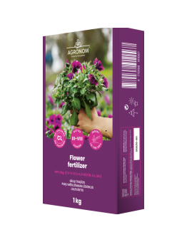 Flowers fertilizer - Гранулиран комплексен тор без хлор за цъфтящи разсади, стайни, балконски и външни цветя, цъфтящи храсти и жив плет - 1 кг.